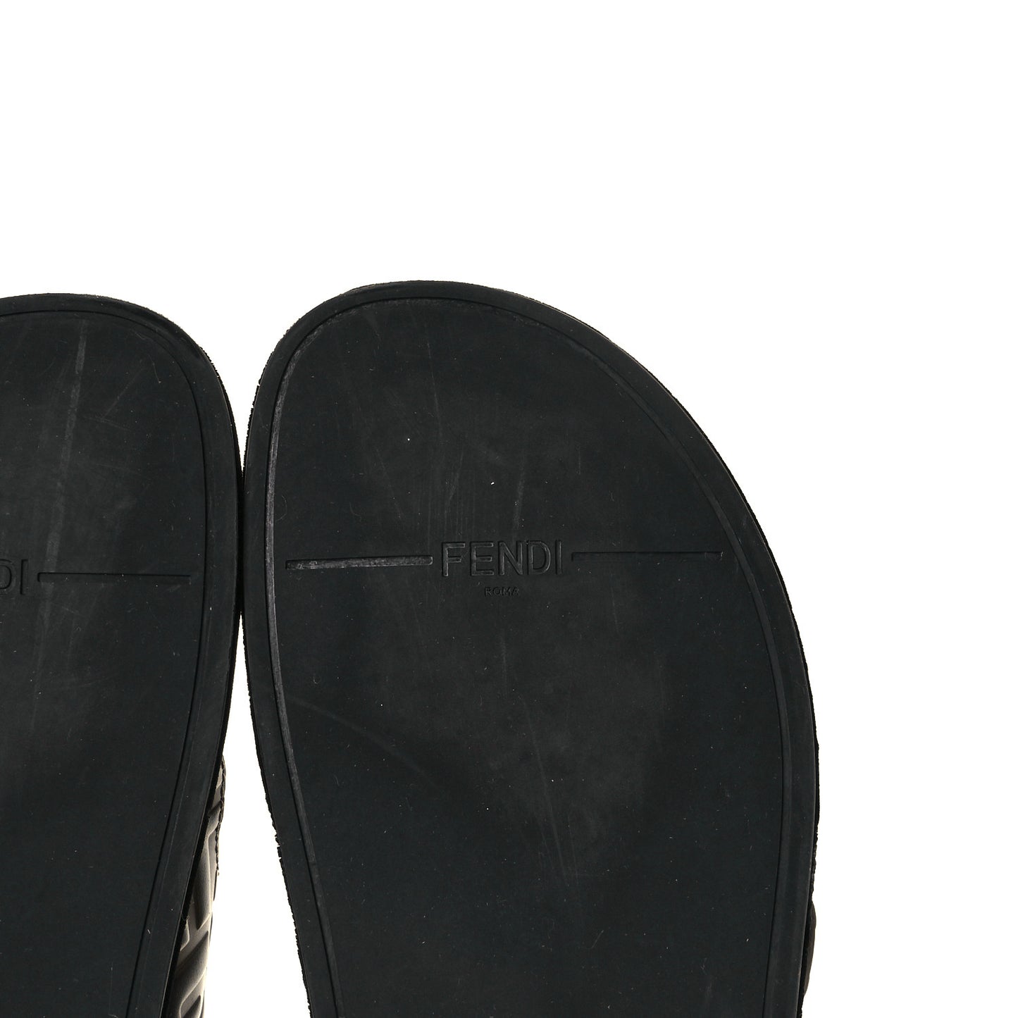 Calfskin FF Embossed Slide Sandals 38.5 Maya Black