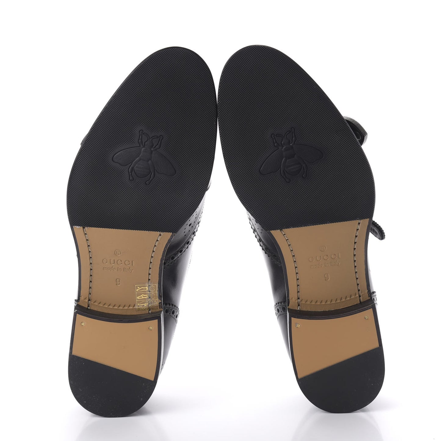 Calfskin Bee Embroidered Mens Queercore Brogue Wingtip Monk Strap Loafers 9 Black