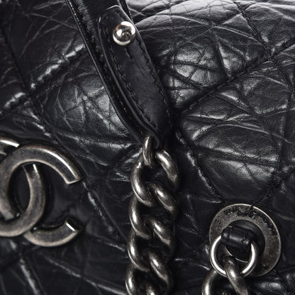 Chanel Aged Calfskin Quilted Large Secret Tag Bowling Bag Black 13 of 13