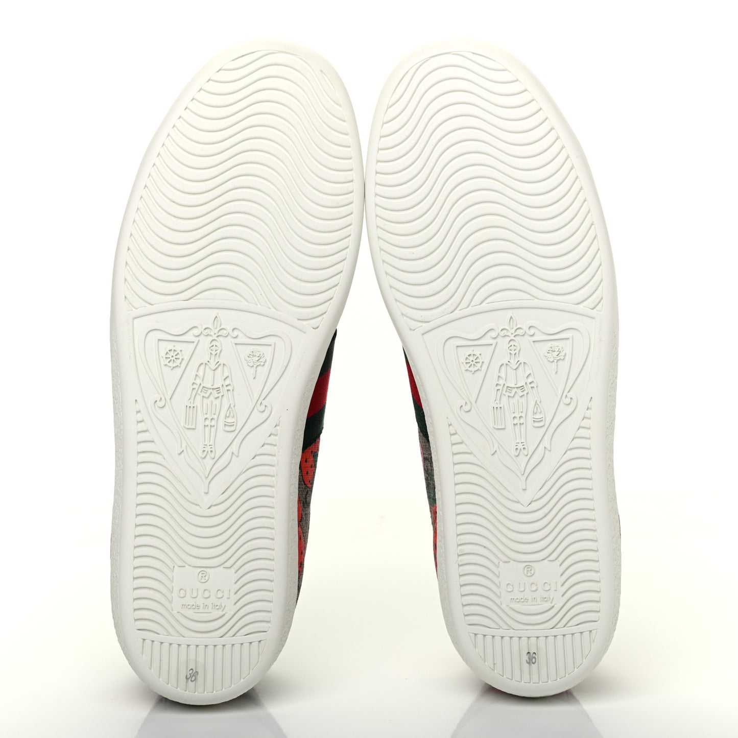 GG Supreme Monogram Strawberry Web Womens Ace Sneakers 36 Beige Multicolor Red Green