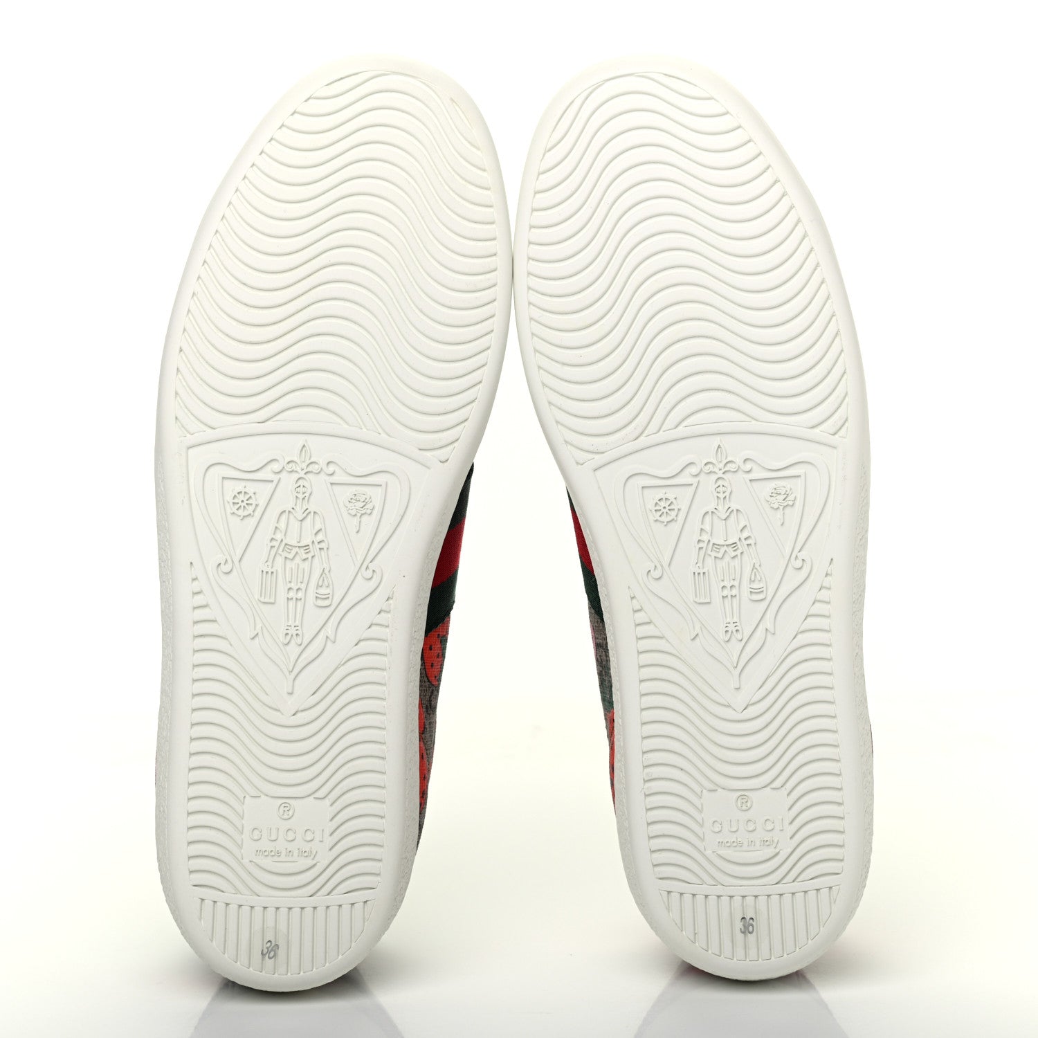 Gucci GG Supreme Monogram Strawberry Web Womens Ace Sneakers 36 Beige Multicolor Red Green 5 of 9