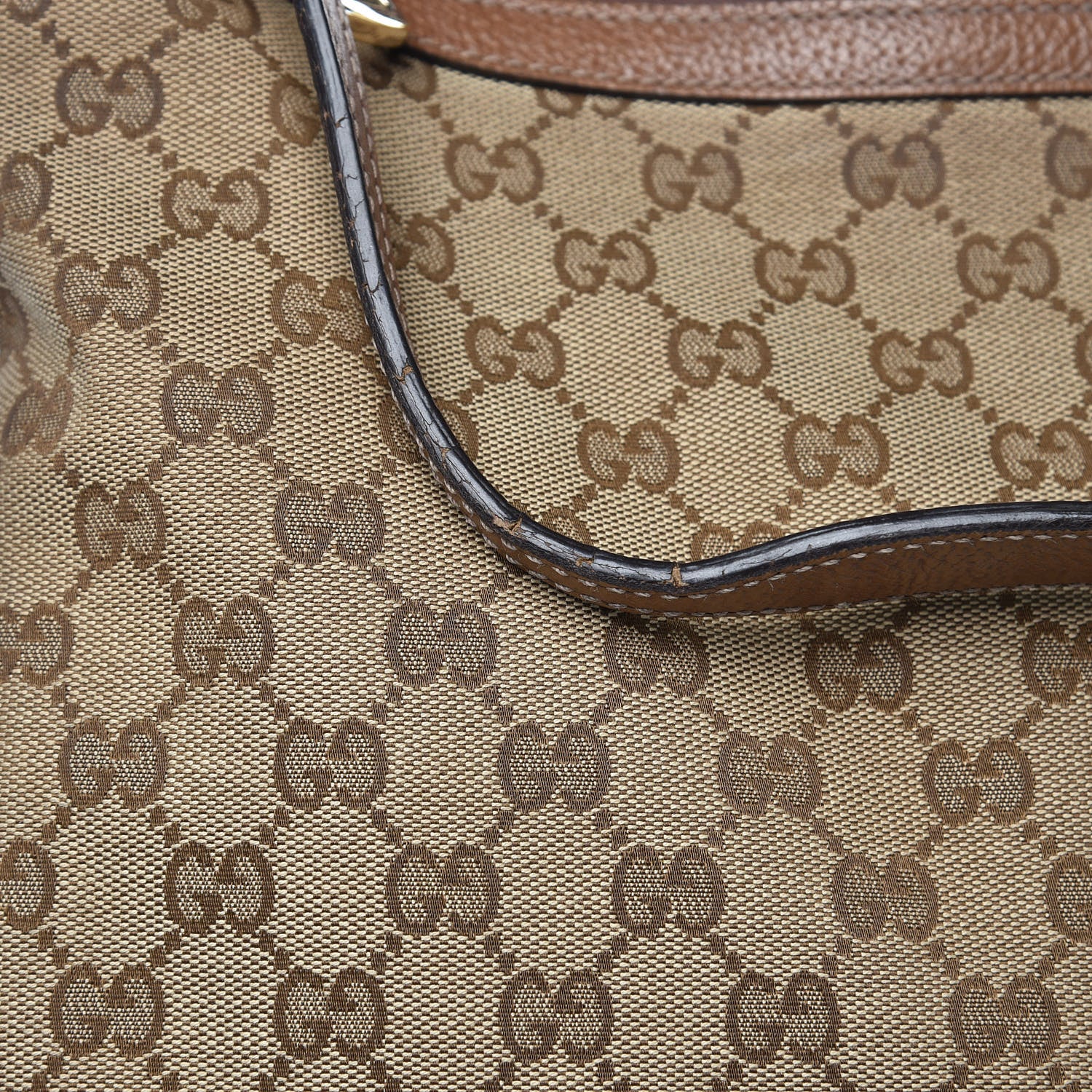 Gucci Monogram Textured Calfskin Large Bree Hobo Beige Ebony Nocciola 17 of 18
