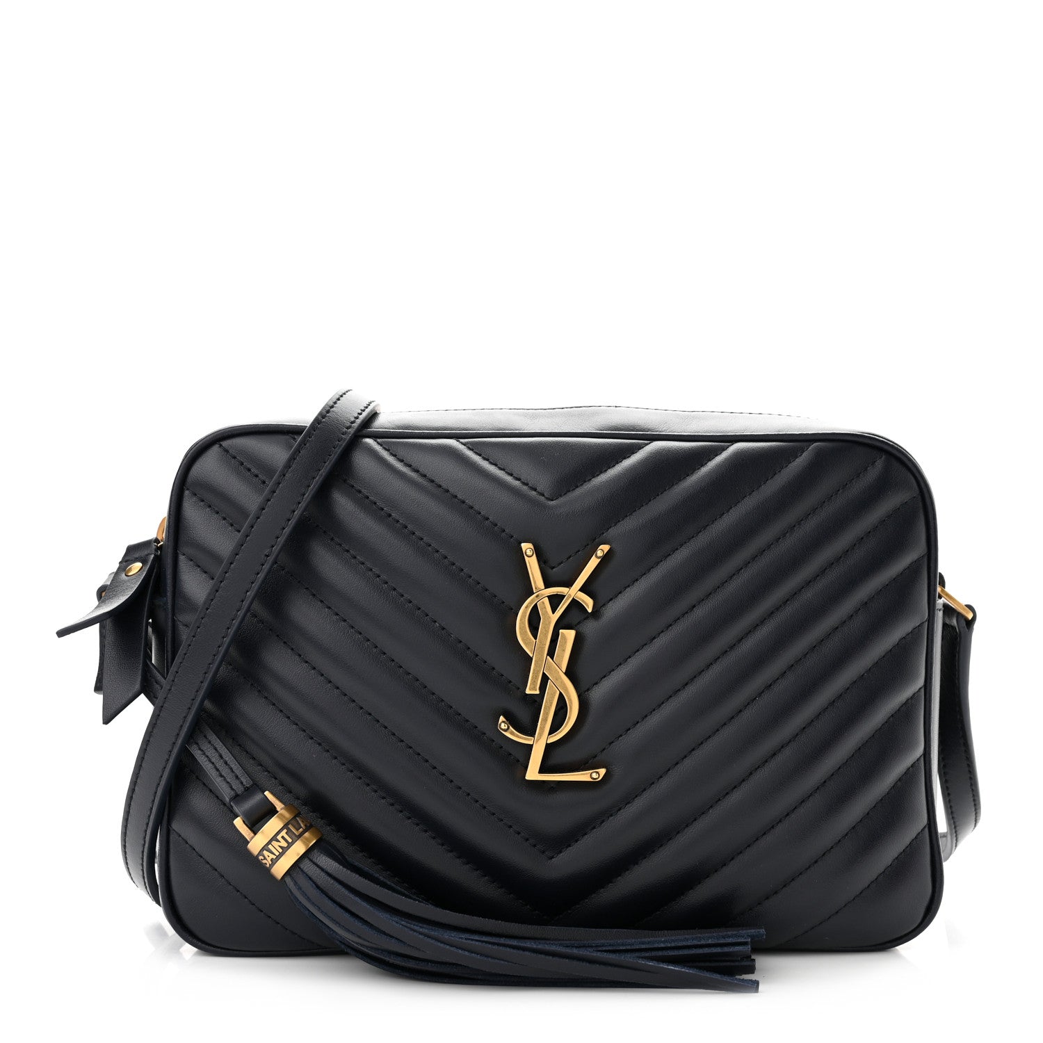 Saint Laurent Calfskin Matelasse Monogram Lou Camera Bag Navy 1 of 10