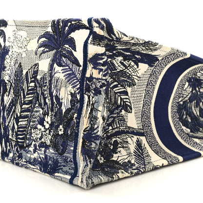 Christian Dior Canvas Embroidered Large Palm Tree Toile De Jouy Book Tote Blue 9 of 10