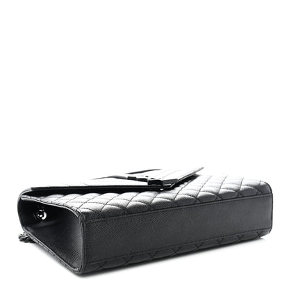 Saint Laurent Grain De Poudre Textured Mixed Matelasse Triquilt Medium Monogram Monochrome Satchel Black 4 of 11