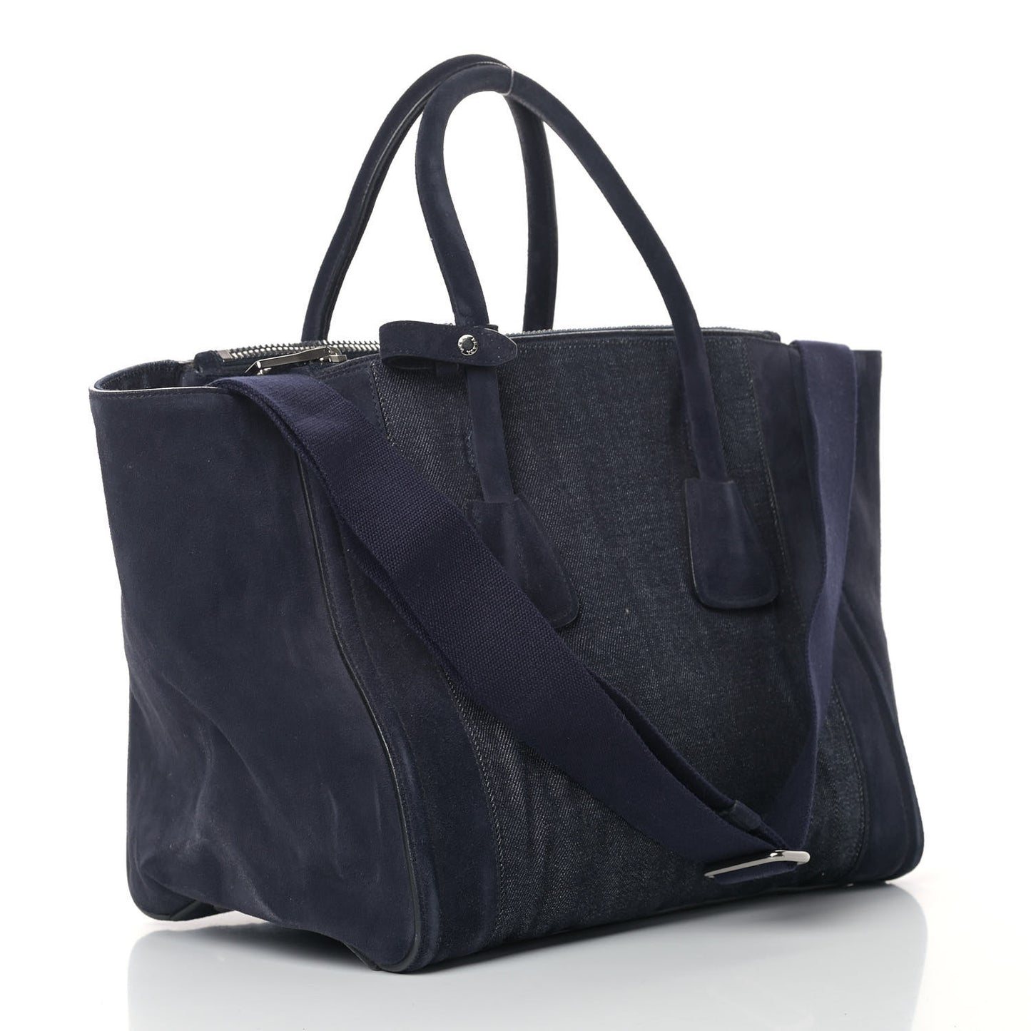 Denim Suede Scamosciato Twin Pocket Tote Bleu