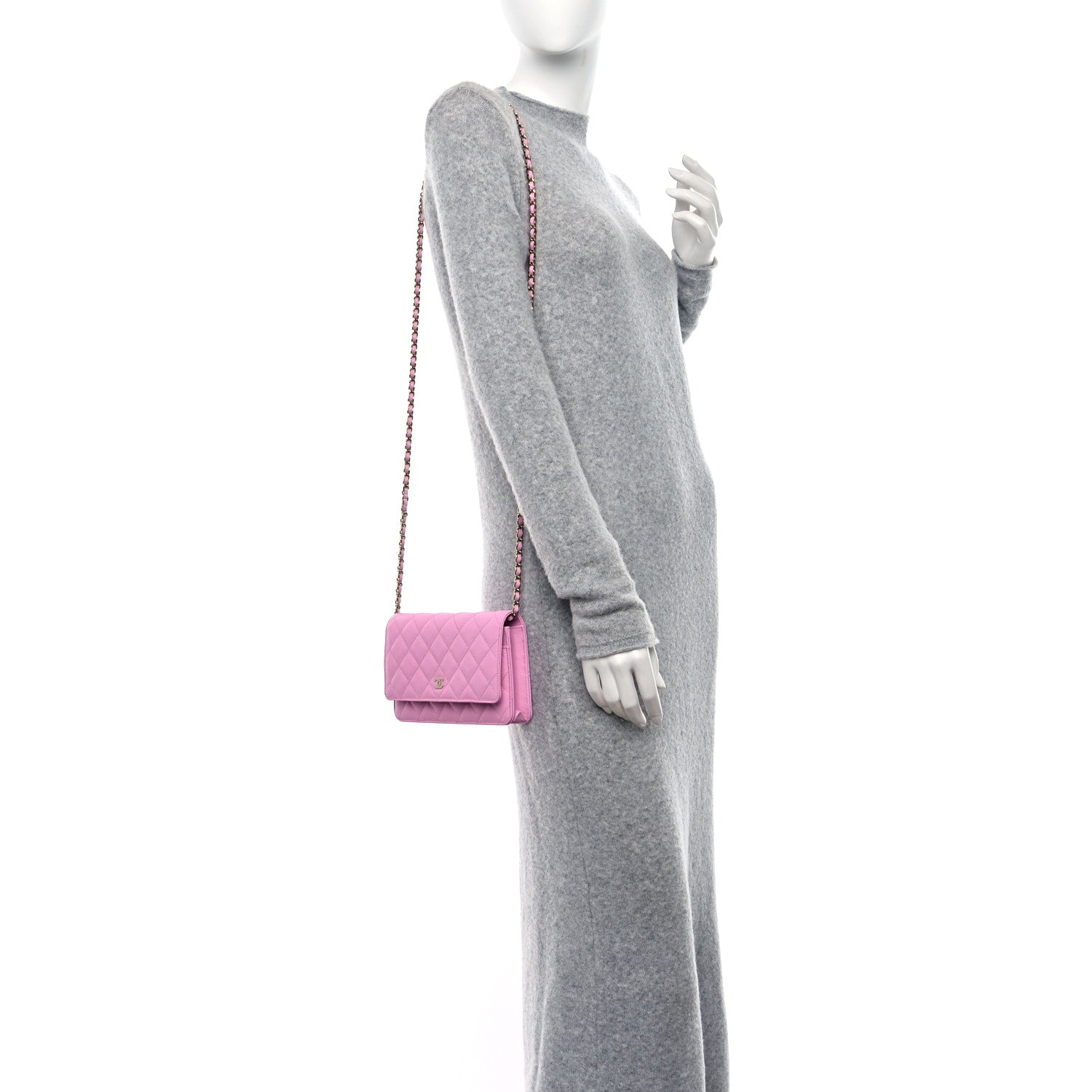 Chanel Caviar Quilted Wallet on Chain WOC Lilac 3 of 12