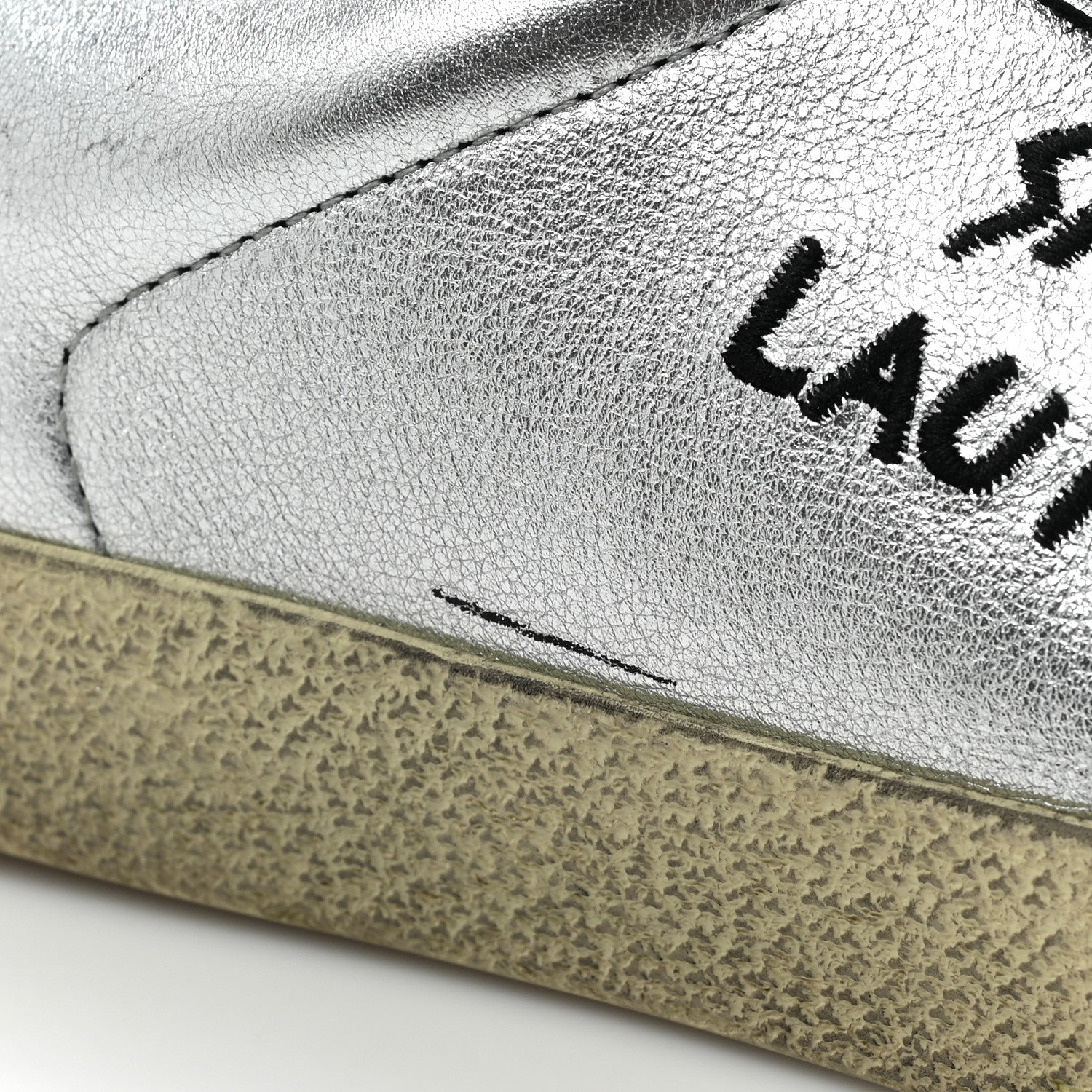 Saint Laurent Metallic Calfskin Womens Court Classic Sneakers 38.5 Silver 11 of 13