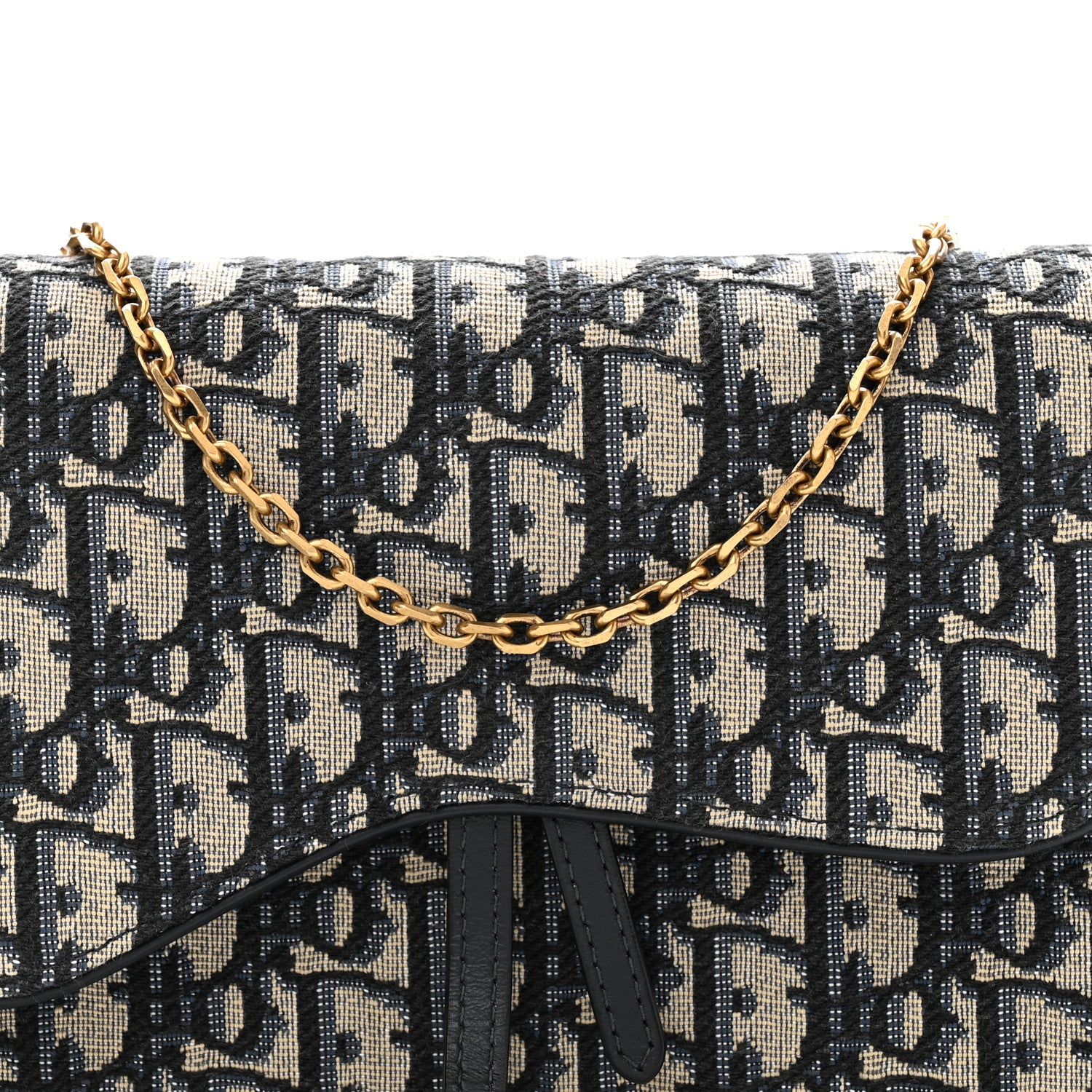 Christian Dior Oblique Saddle Chain Pouch Blue 7 of 10