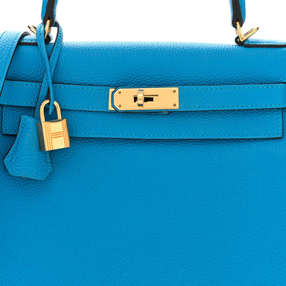 Hermes Togo Kelly Retourne 28 Bleu Zanzibar 8 of 11