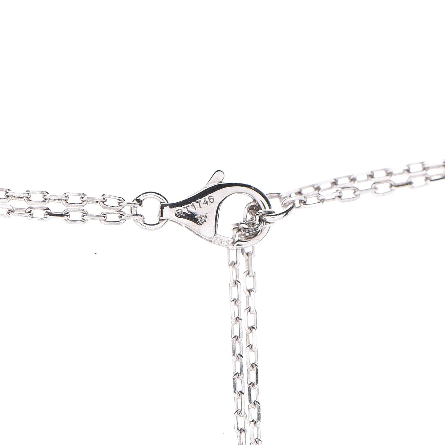 18K White Pink Gold Diamond Three Ring LOVE Pendant Necklace