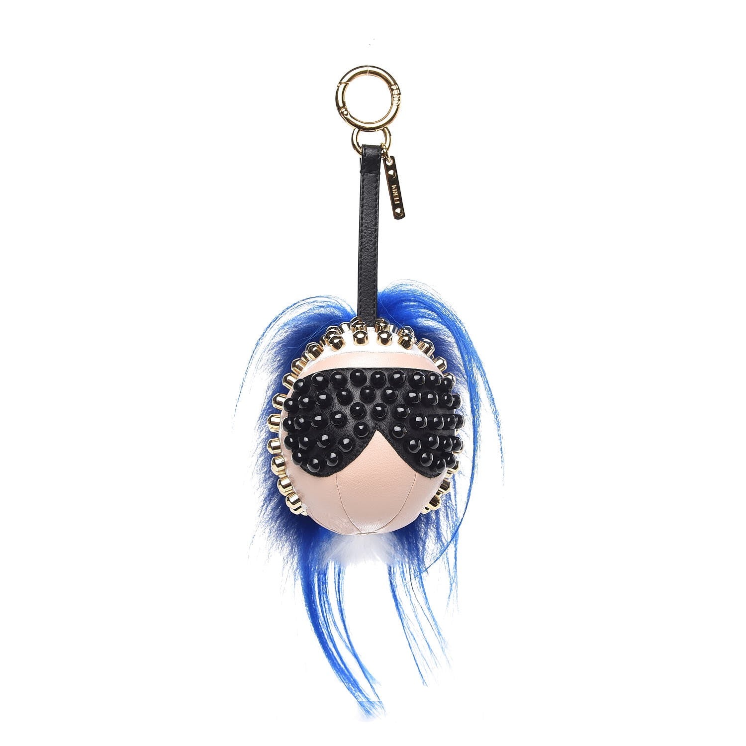 Fendi Lambskin Goat Fur Studded Punkarlito Bag Charm Blue 1 of 8