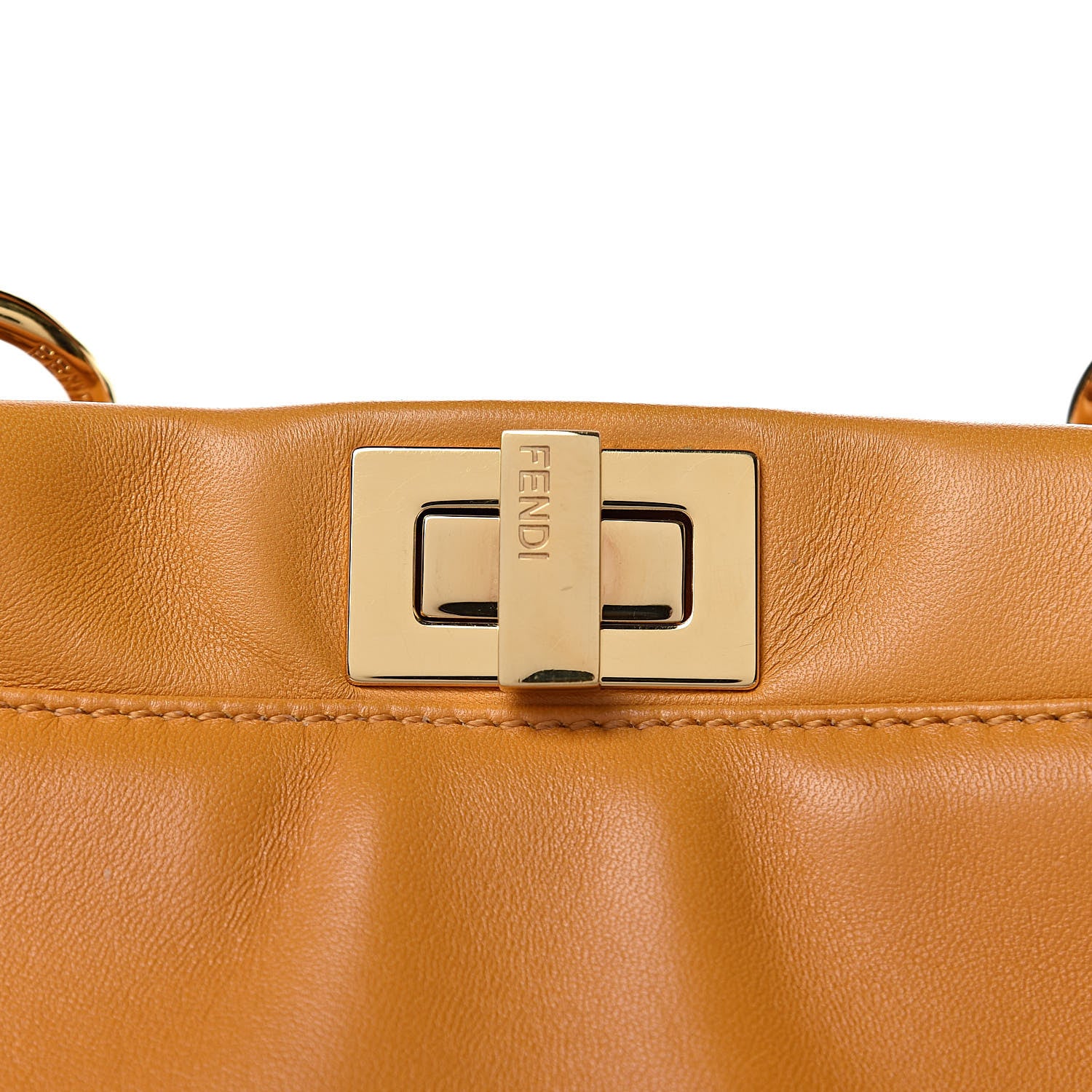 Fendi Nappa Mini Peekaboo Iconic Satchel Giallo Syrup 9 of 9