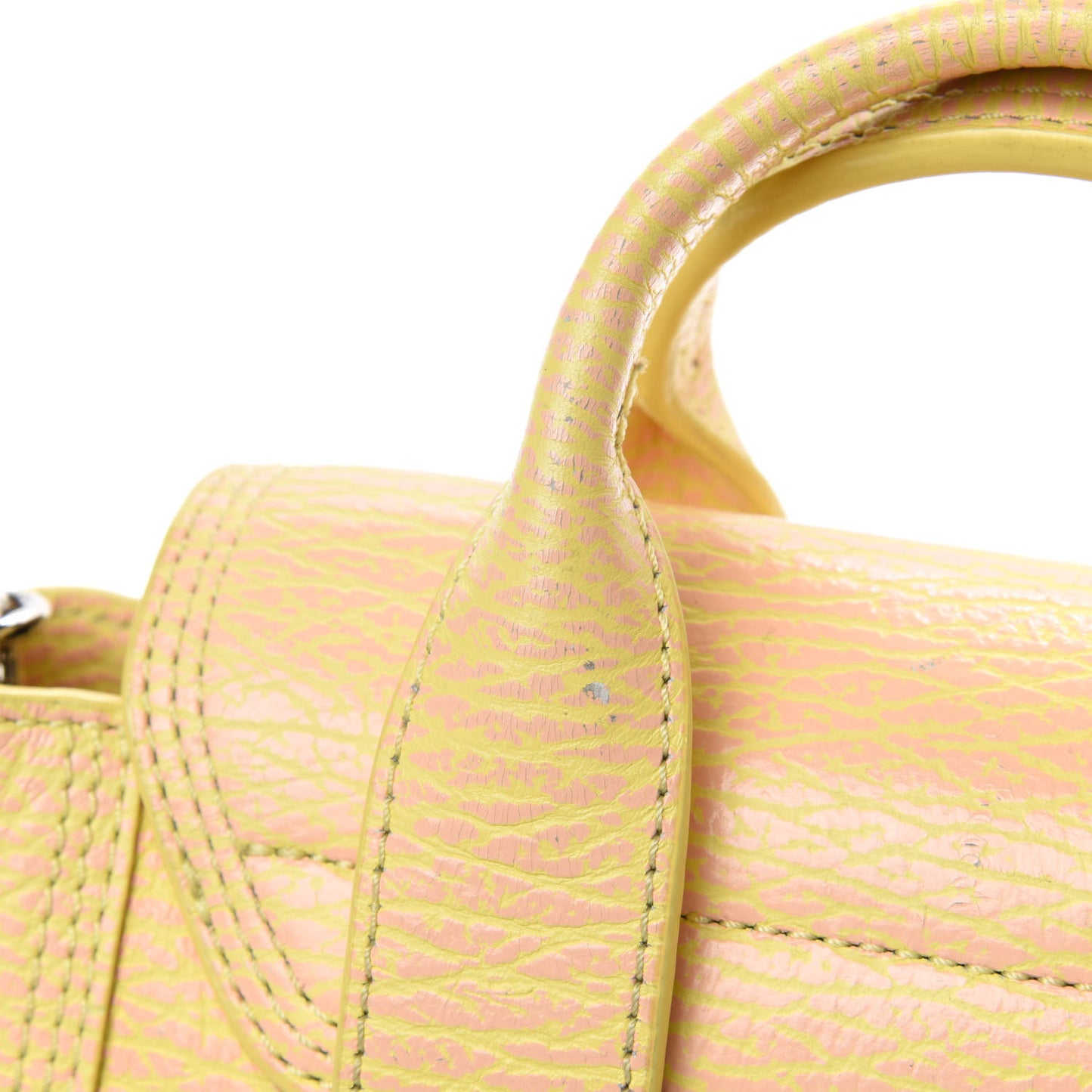 Shark Embossed Textured Calfskin Mini Pashli Satchel Mimosa Petal