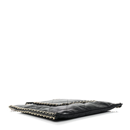 Chanel Calfskin Quilted Chain Flat Tote Black 4 of 10