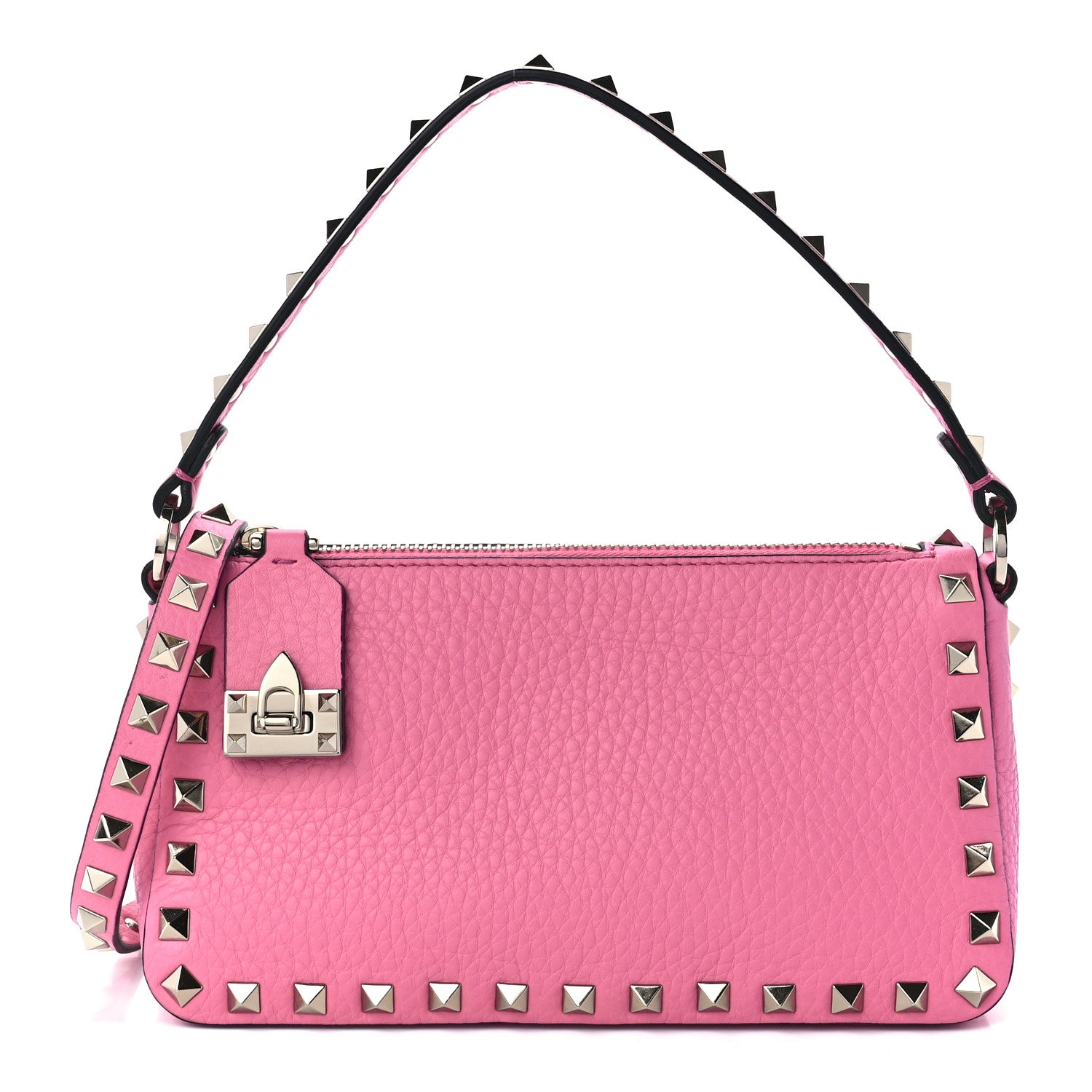 Valentino Garavani Pebbled Calfskin Small Rockstud Flip Lock Shoulder Bag Dawn Pink 1 of 11