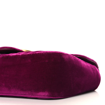 Gucci Velvet Matelasse Small GG Marmont Shoulder Bag Fuchsia Violet Cyclamen 10 of 11