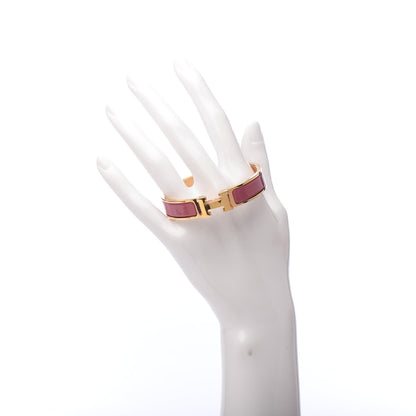 Hermes Enamel Narrow Clic Clac H Bracelet PM Rose Velours 2 of 6