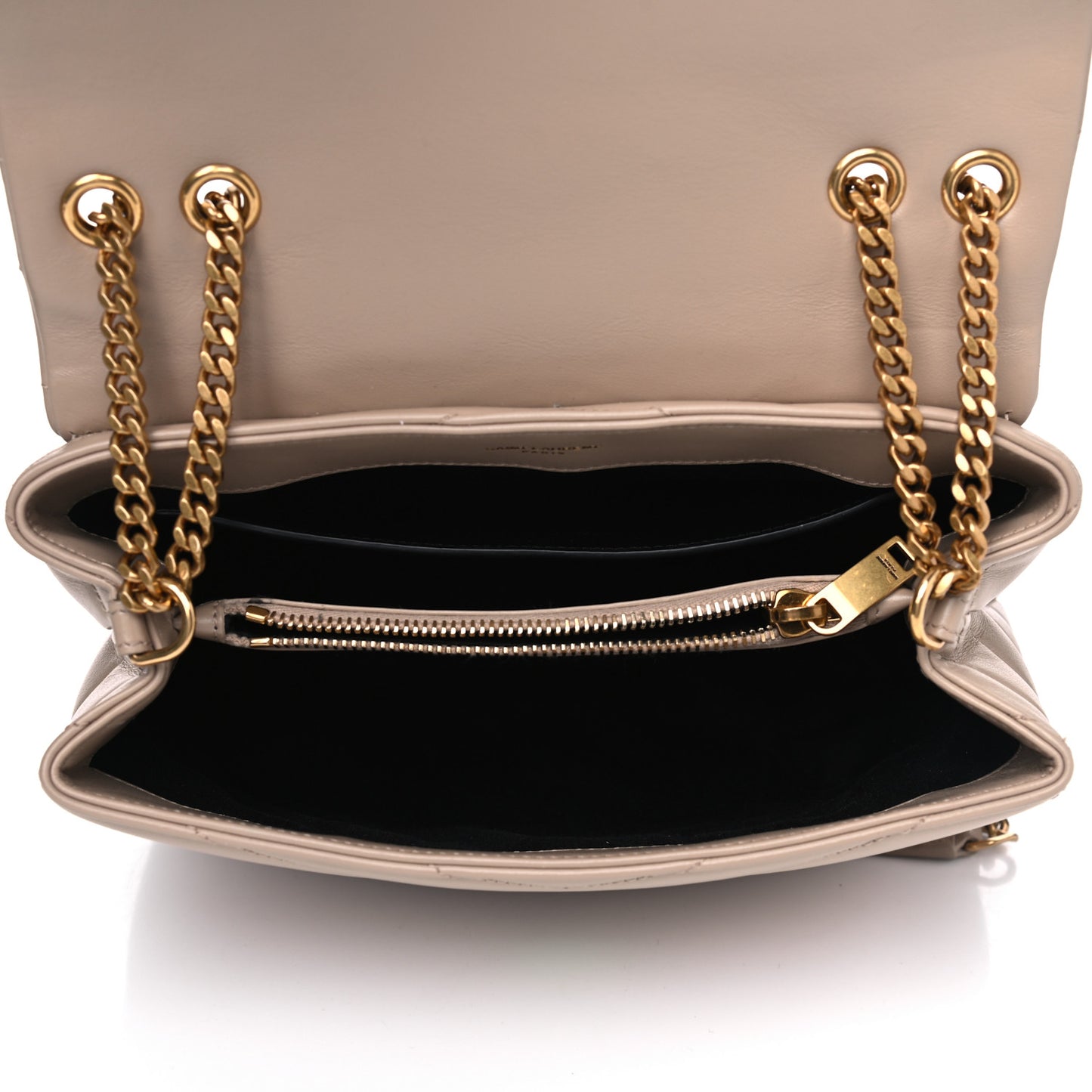 Calfskin Y Quilted Monogram Small Loulou Chain Satchel Dark Beige