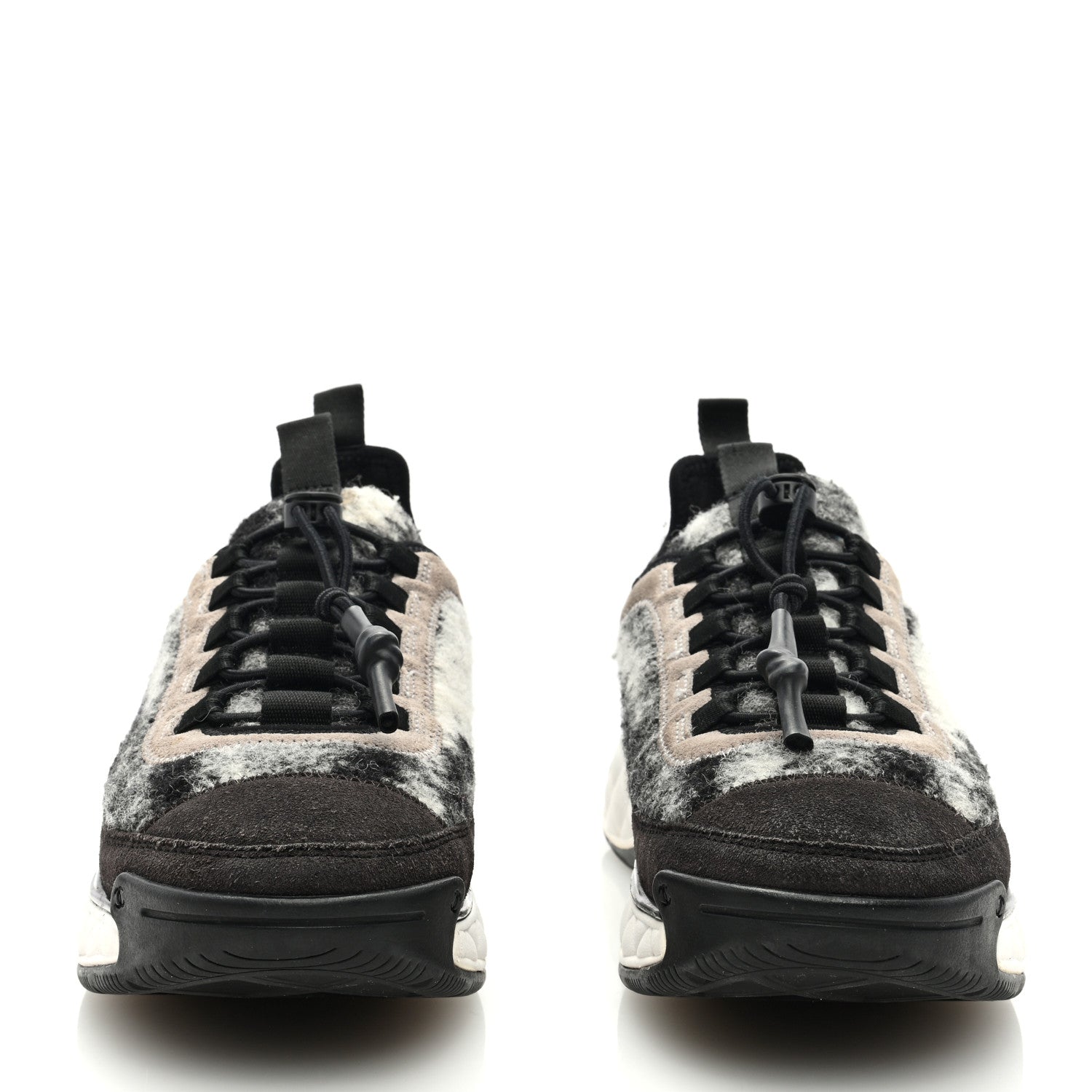 Chanel Suede Calfskin Mixed Fibers CC Sneakers 38 Grey 3 of 10