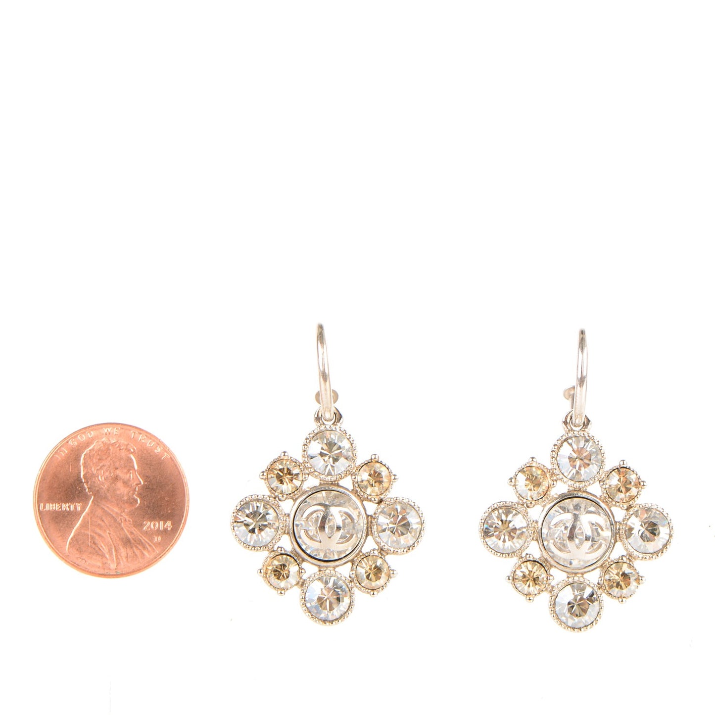 Crystal CC Dangle Earrings Silver