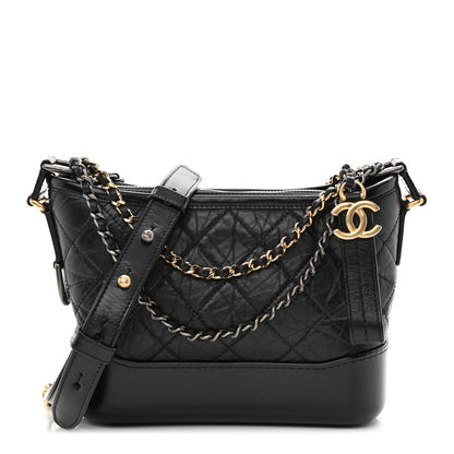 Chanel Aged Calfskin Quilted Small Gabrielle Hobo Black 1 of 10