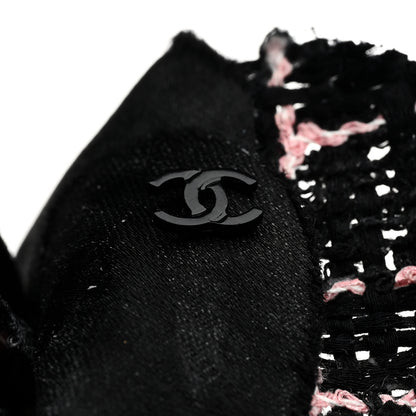 Chanel Tweed Camellia Pin Brooch Black Pink 3 of 3