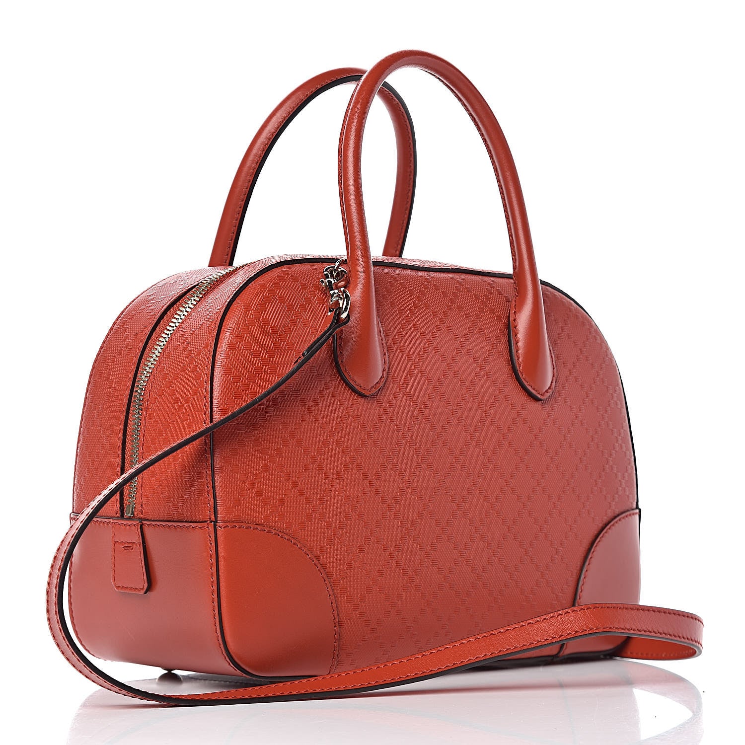 Gucci Calfskin Diamante Small Top Handle Bag Red 3 of 12