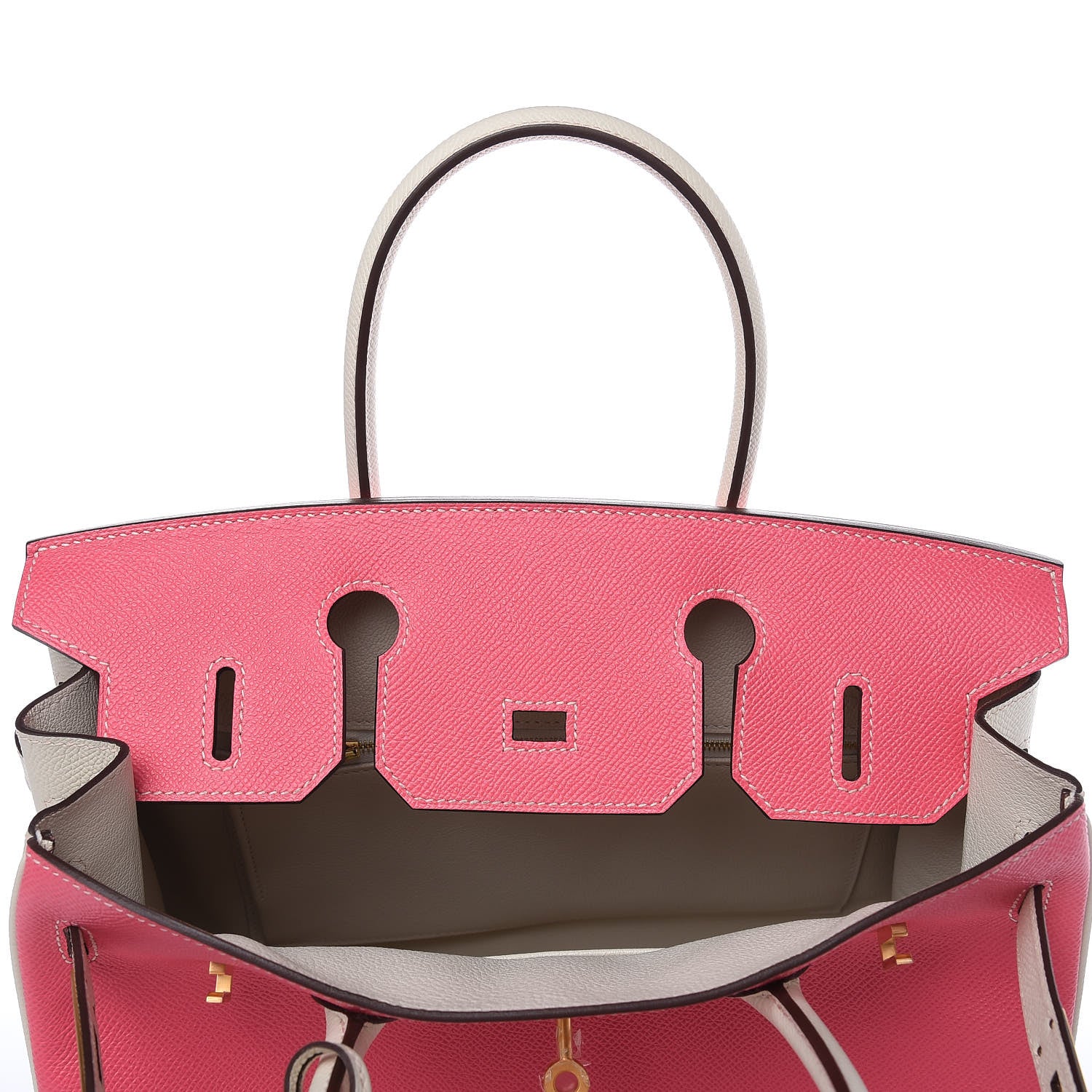 Hermes Epsom Horseshoe Birkin 30 Rose Azalee Craie 27 of 34