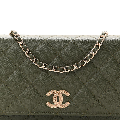 Chanel Caviar Quilted Multi Chain Wallet On Chain WOC Khaki 9 of 12