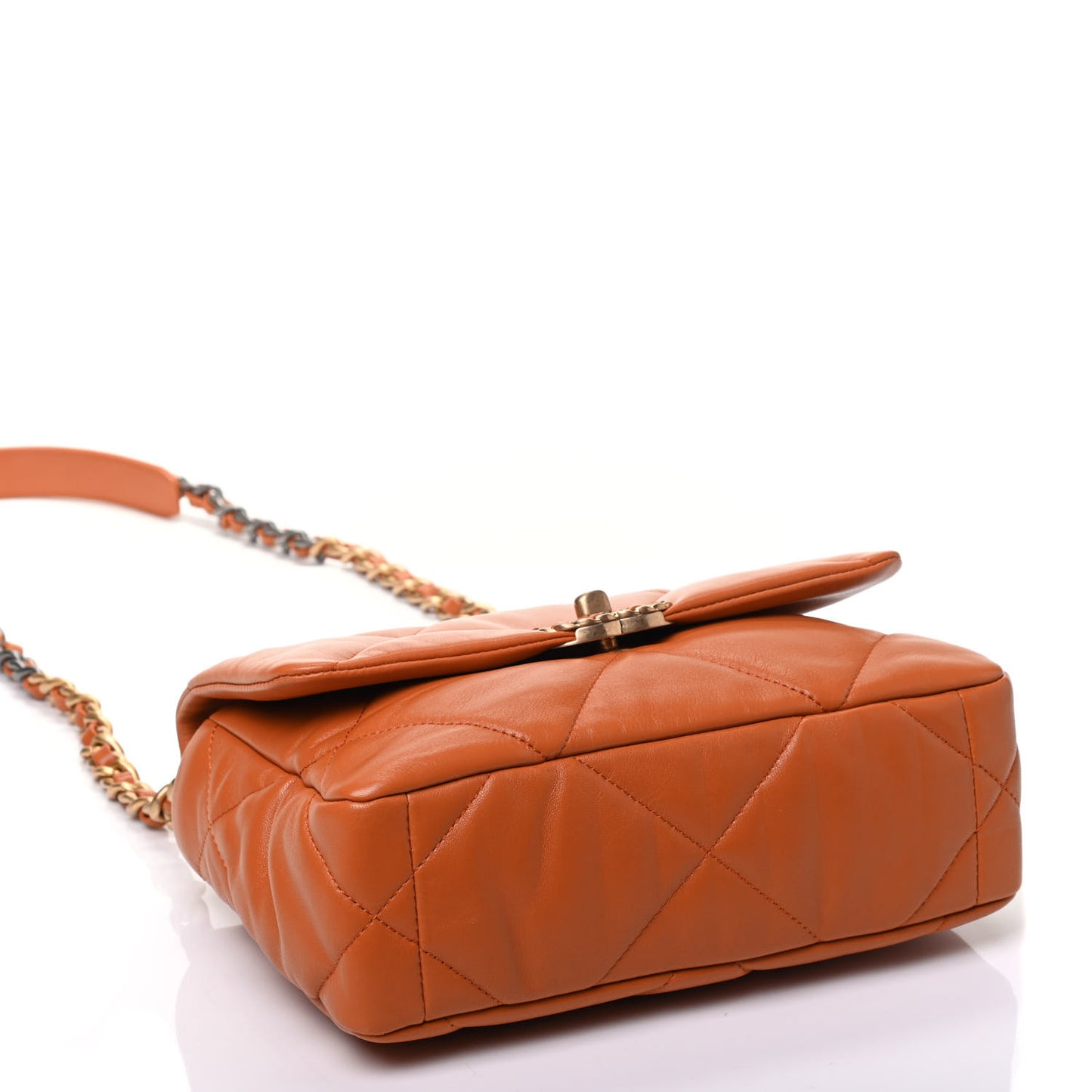 Lambskin Quilted Medium Chanel 19 Flap Light Brown