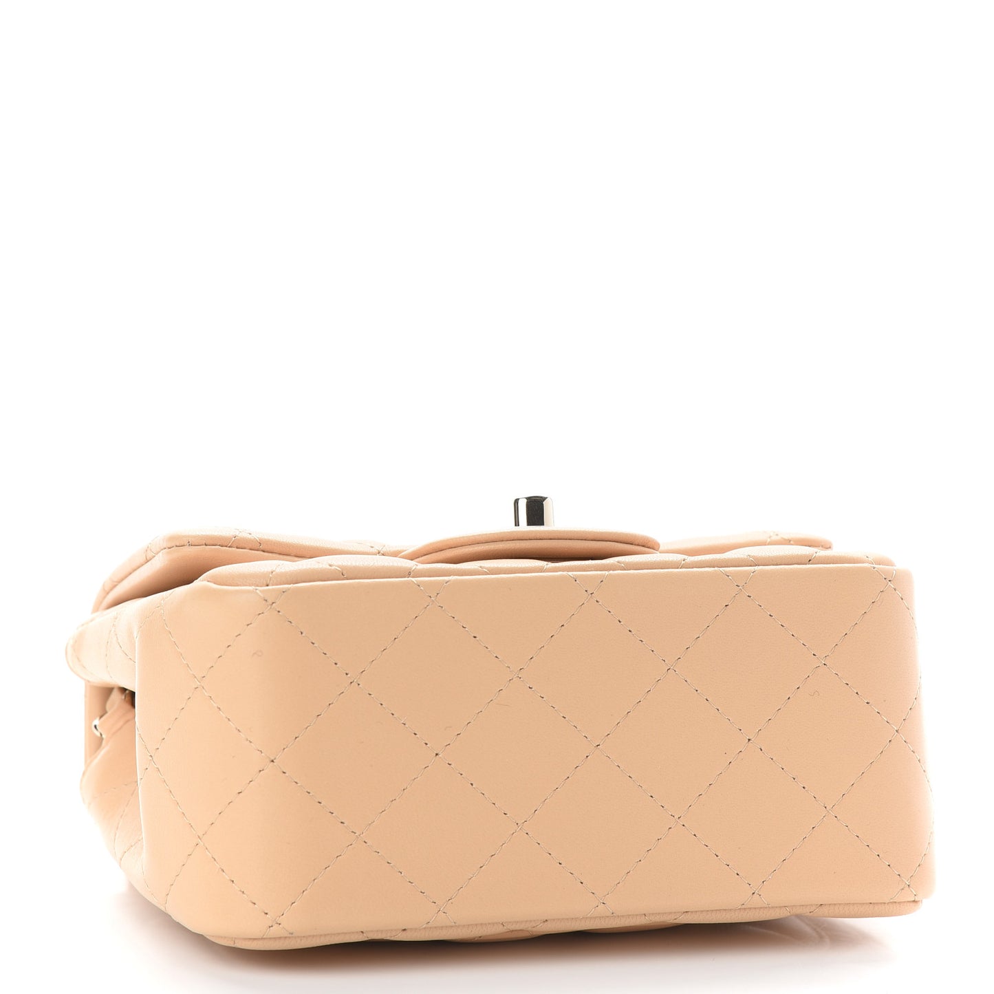 Lambskin Quilted Mini Square Flap Beige