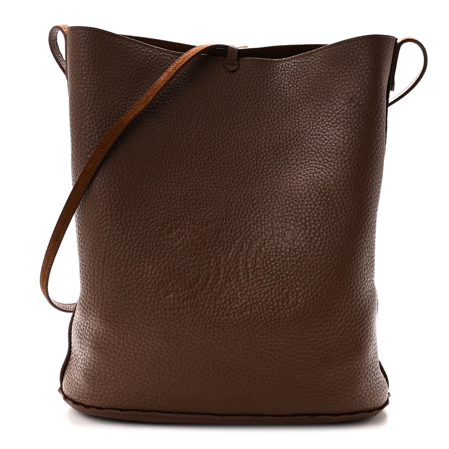 Suede Calfskin Reversible Triomphe Bucket Bag Brown