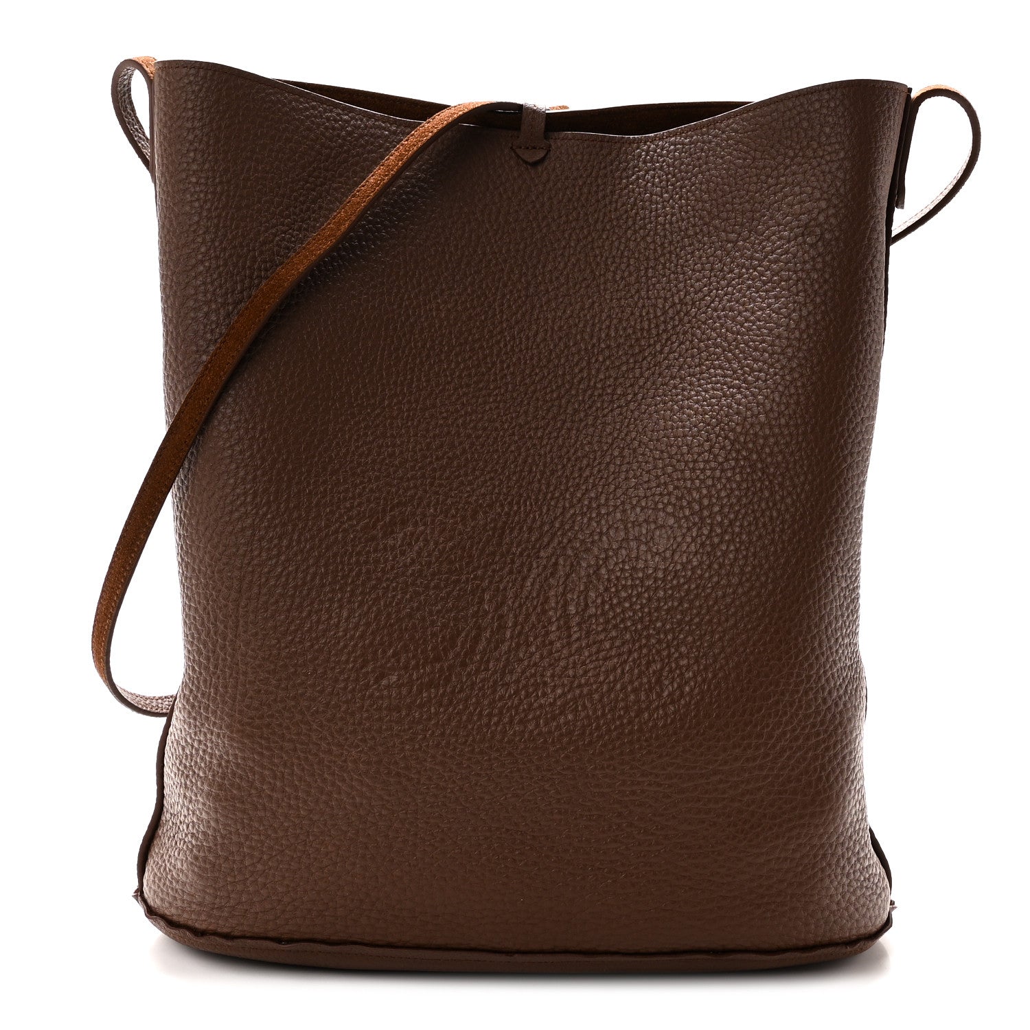 Celine Suede Calfskin Reversible Triomphe Bucket Bag Brown 3 of 15