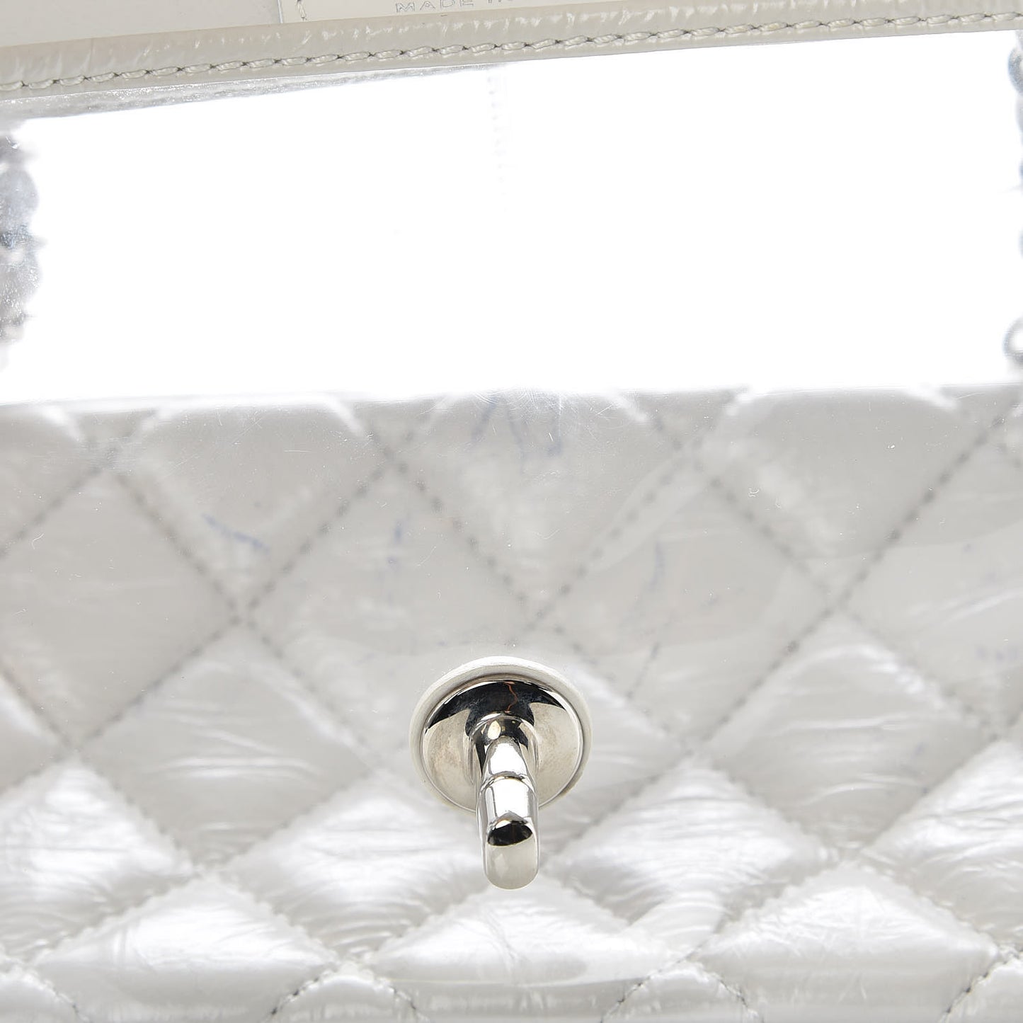 Crumpled Calfskin PVC Quilted Backpack White