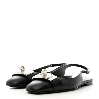 Hermes Goatskin Innocente Slingback Mules 39 Black 3 of 9