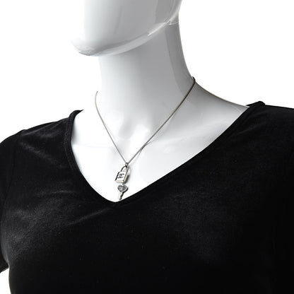 Chanel Enamel CC Padlock Heart Key Necklace Black Silver 2 of 6