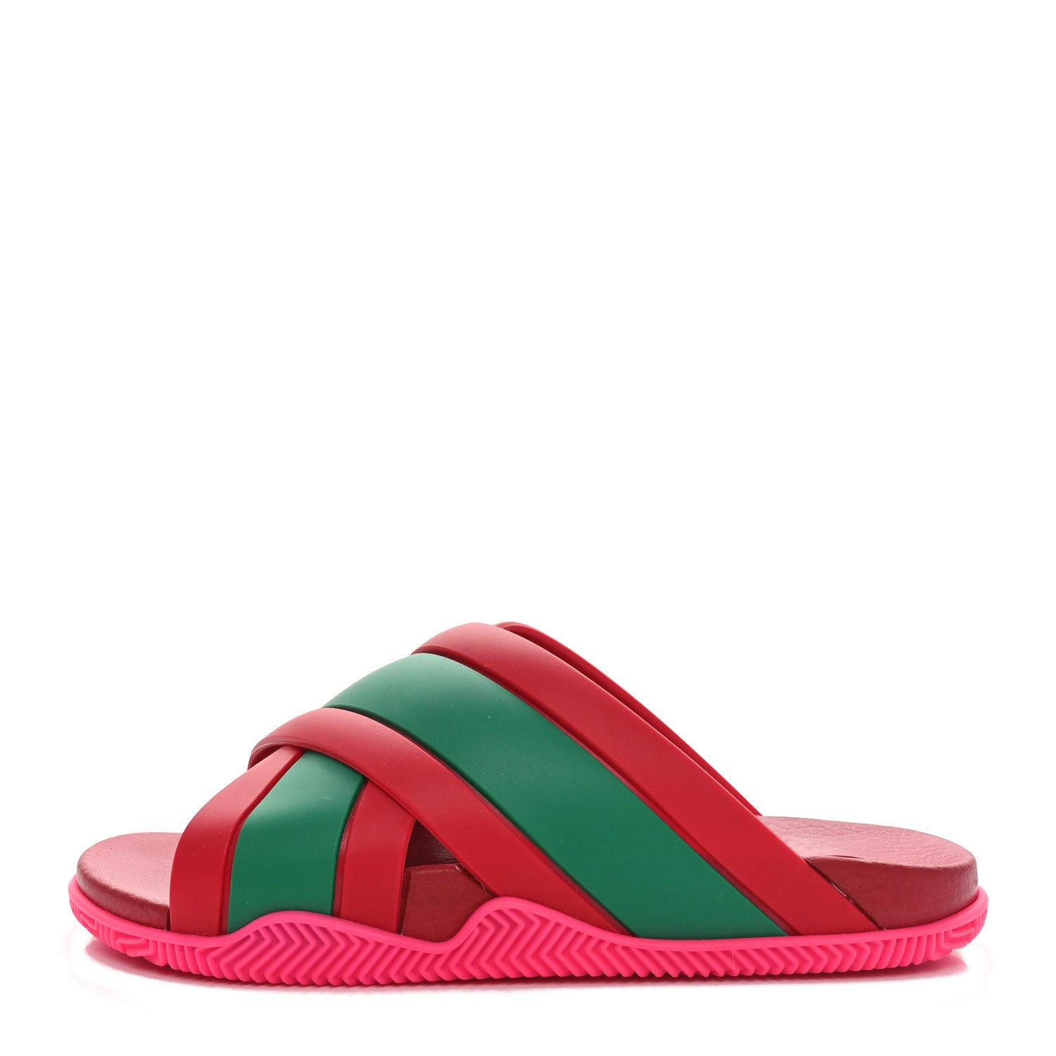 Gucci Rubber Web Womens Criss Cross Slide Sandals 35 Coral New Shamarock 1 of 8