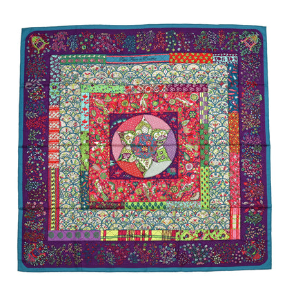 Hermes Cashmere Silk Pique Fleuri de Provence Shawl 140 Canard Violet Framboise 1 of 6