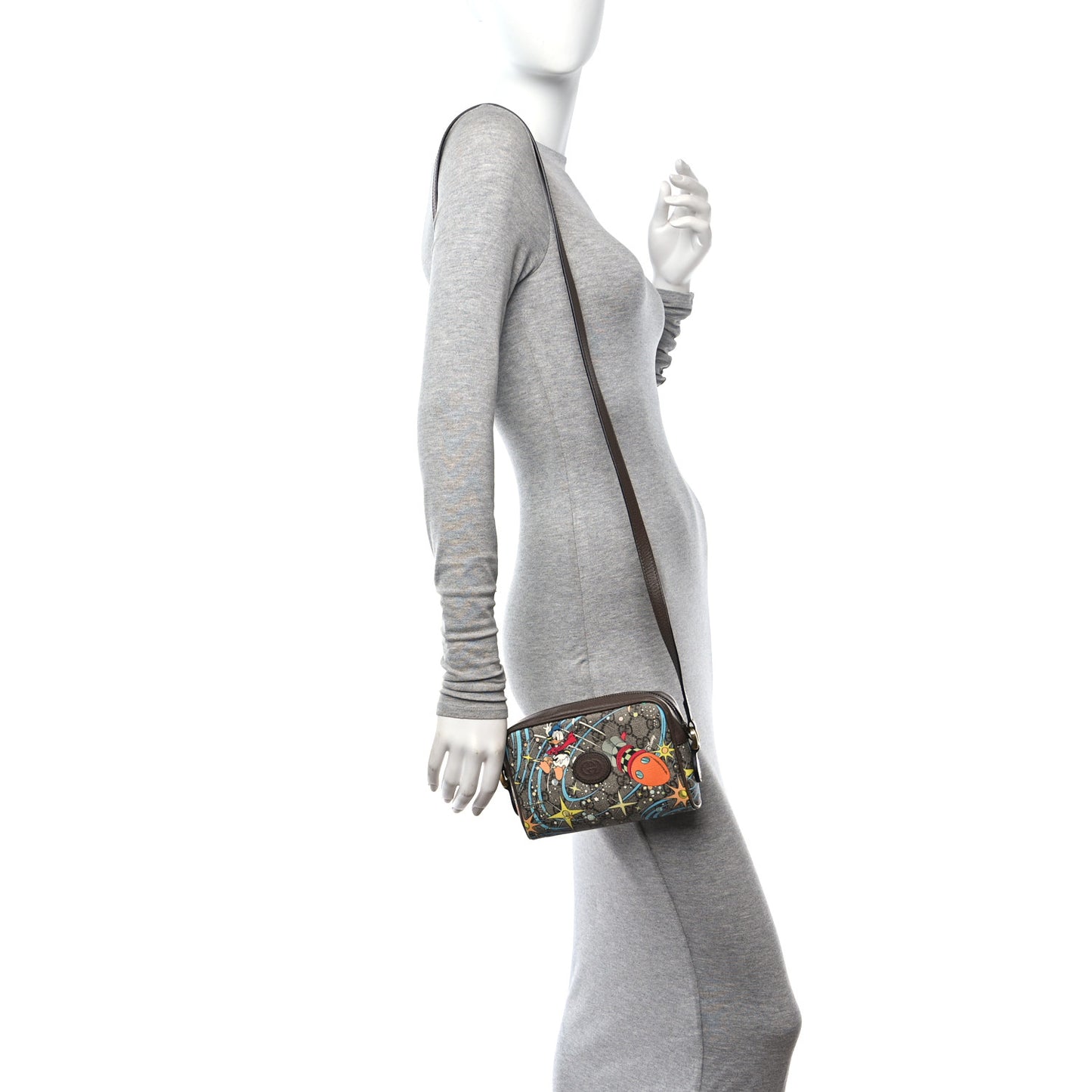 X DISNEY GG Supreme Monogram Donald Duck Interlocking G Shoulder Bag Beige Multicolor New Acero