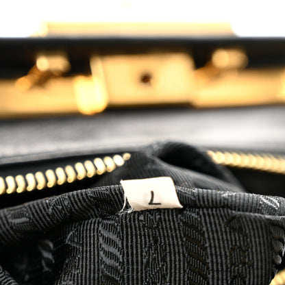 Prada Nappa Dressy Gaufre Framed Tote Black 6 of 13
