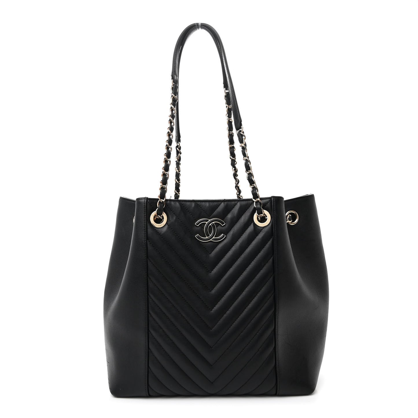 Calfskin Quilted Large Daily Shopping Bag Black