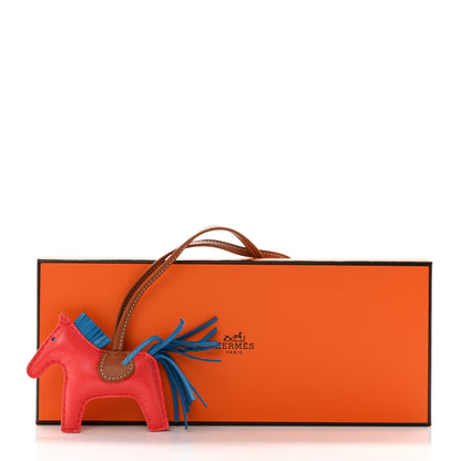 Hermes Milo Lambskin Grigri Rodeo Horse Bag Charm PM Rose Texas Bleu Zanzibar Gold 5 of 5