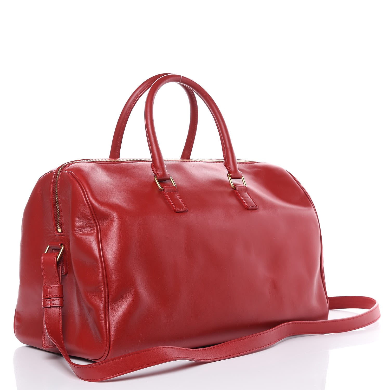 Saint Laurent Calfskin Classic Duffle 12 Red 3 of 12