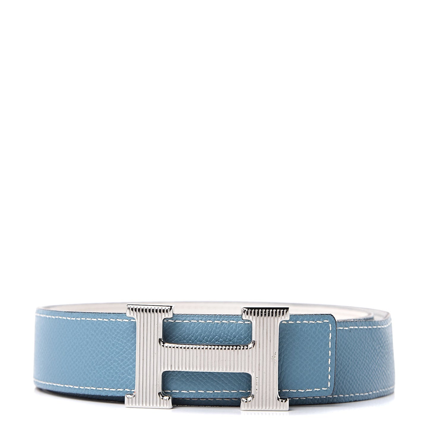 Epsom Swift Strie 32mm H Belt 95 Blue Jean White