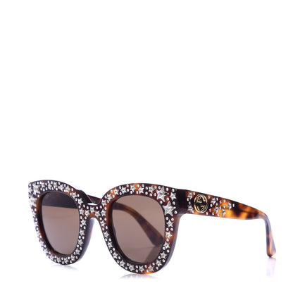 Gucci Acetate Stars Cat Eye Sunglasses GG0116S Havana 1 of 8