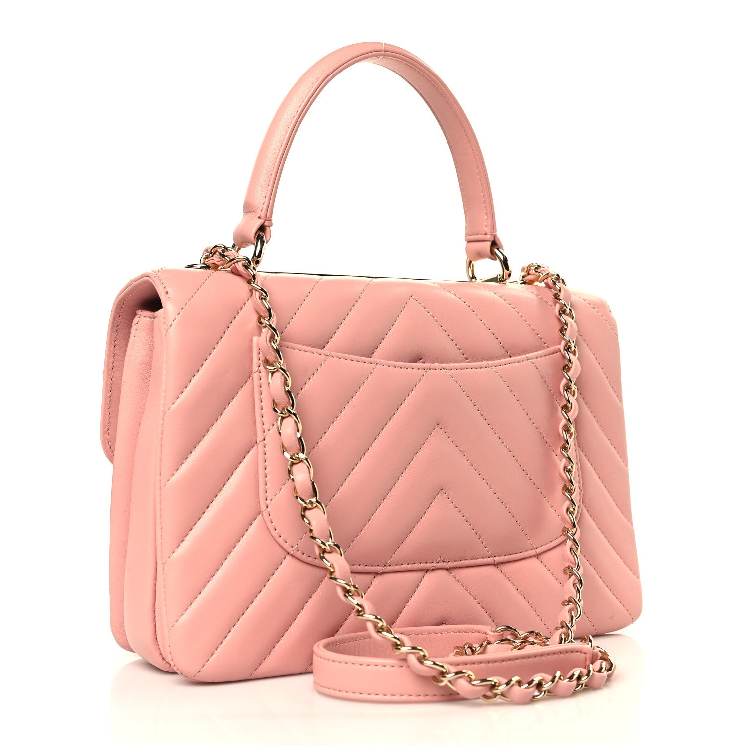 Chanel Lambskin Chevron Quilted Small Trendy CC Dual Handle Flap Bag Light Pink 3 of 9