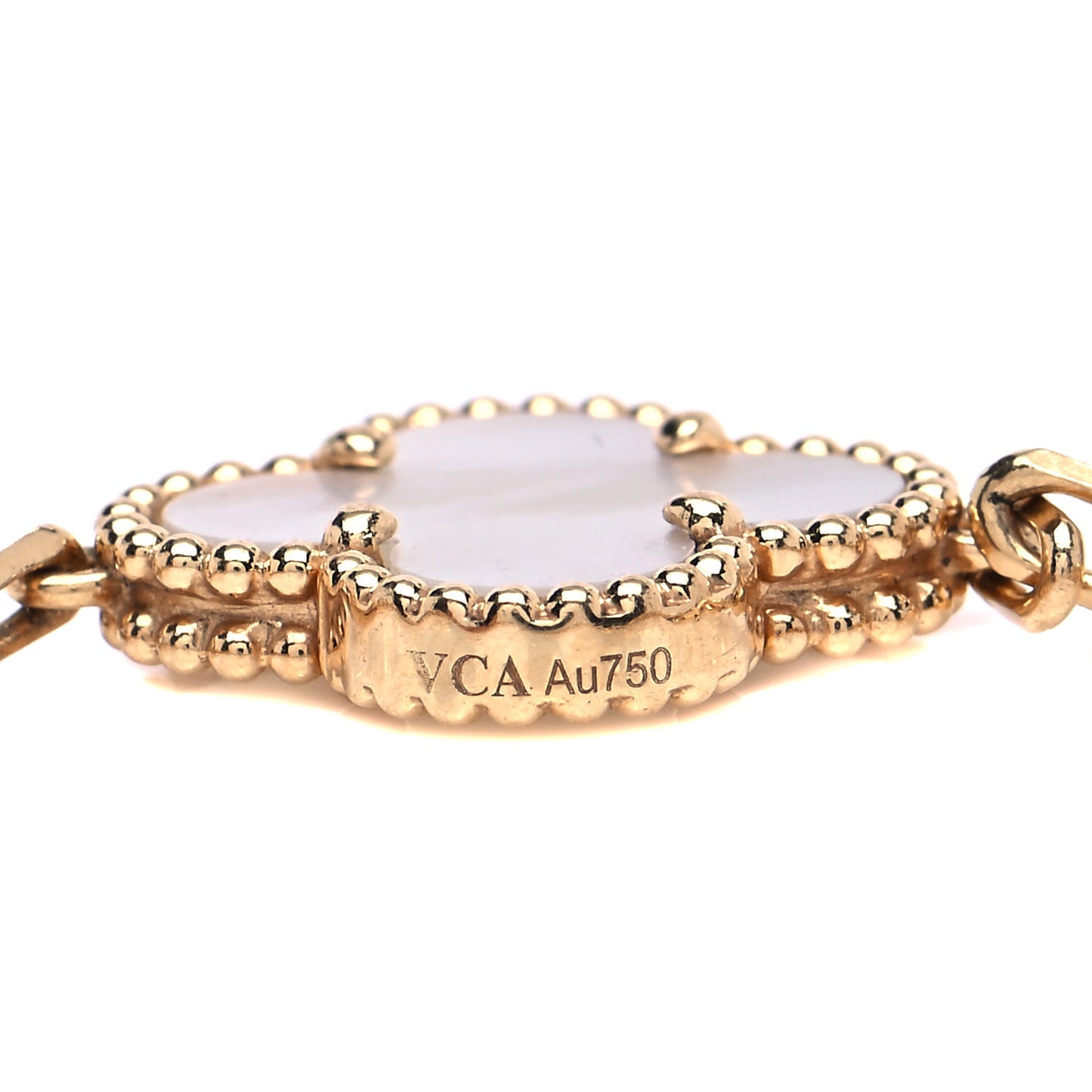 18K Yellow Gold Mother of Pearl 5 Motifs Vintage Alhambra Bracelet