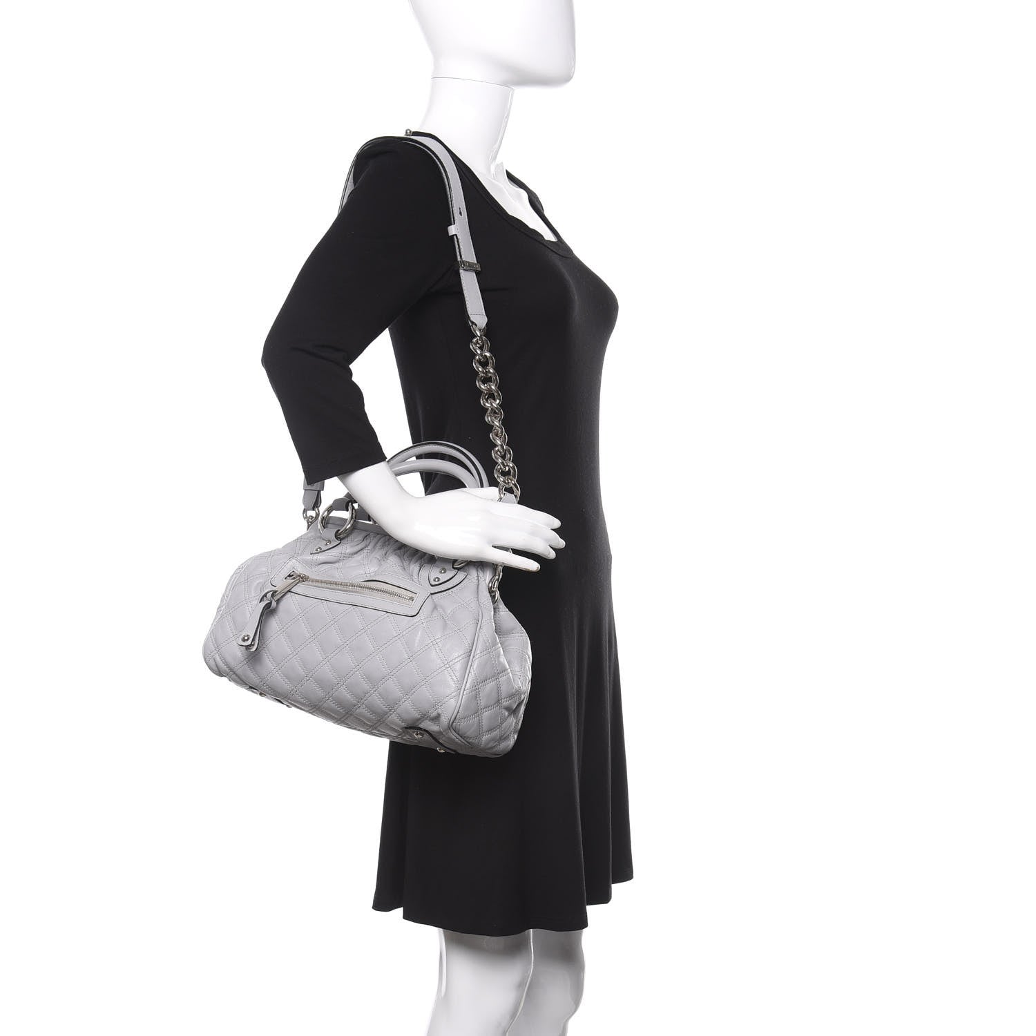 Marc Jacobs Calfskin Quilted Stam Light Gray 2 of 9