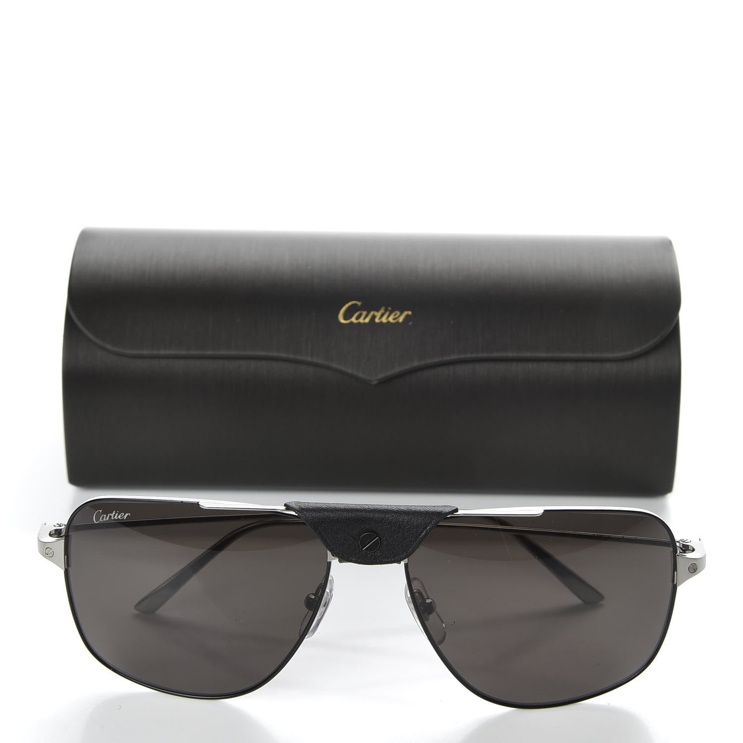 Cartier Ruthenium Santos De Aviator Sunglasses Grey 8 of 8